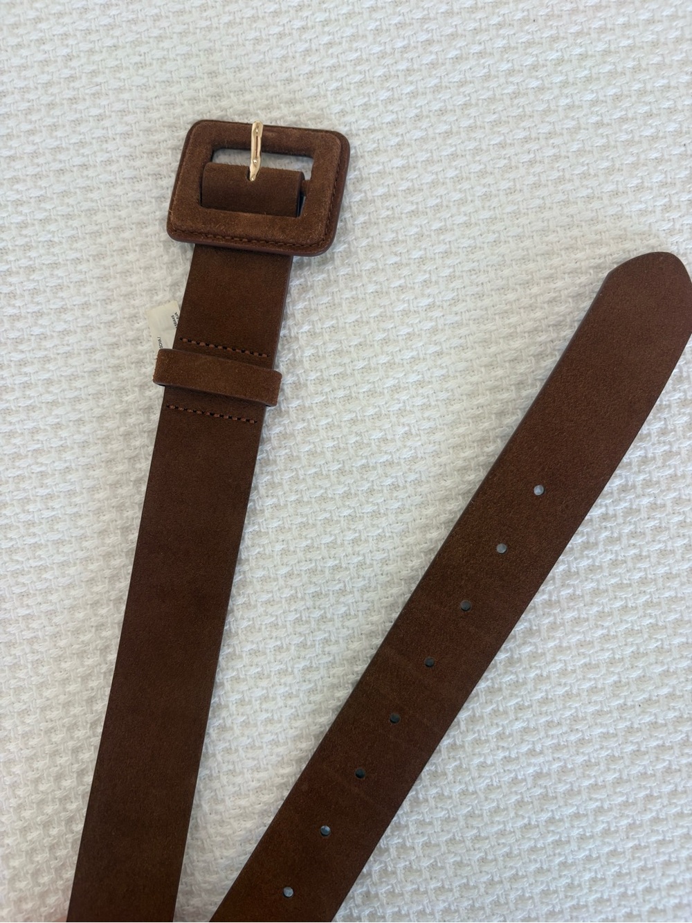 J Crew Suede Brown Belt with Square Buckle - Picture 2 of 5